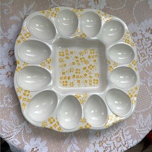 Farval Handpainted Ceramic Deviled Egg Server